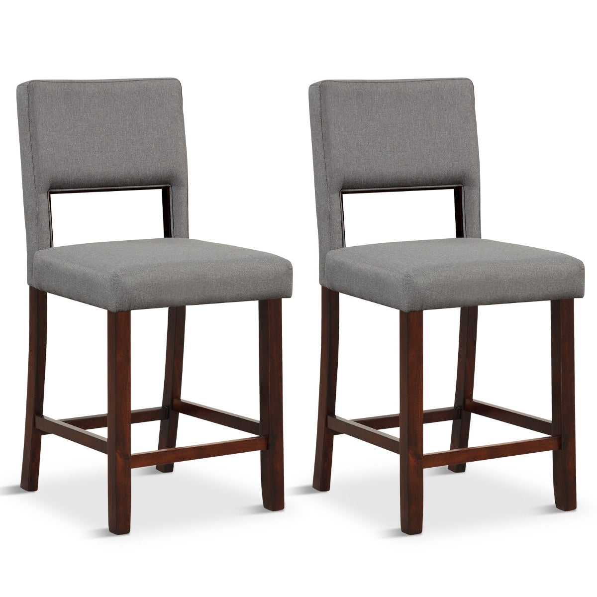 Counter-Height Bar Chair Set, 2-Piece, Hollow Back, Rubberwood Legs