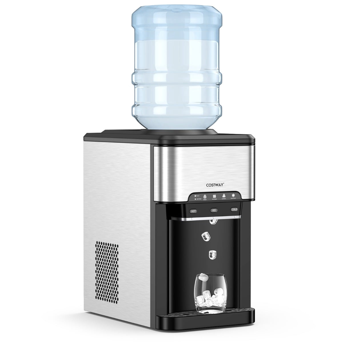 Countertop Water Dispenser, Hot Cold Ice Maker, Silver