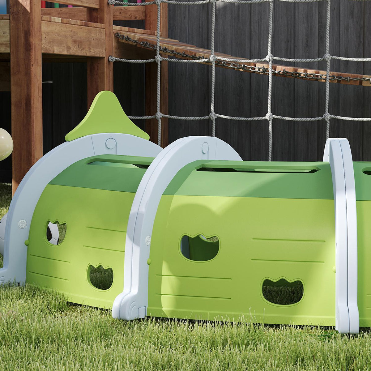 Crawling tunnel for children, play tunnel 194 cm, in cartoon crocodile, tunnel children, for children 3-6 years, plastic, indoor outdoor, green