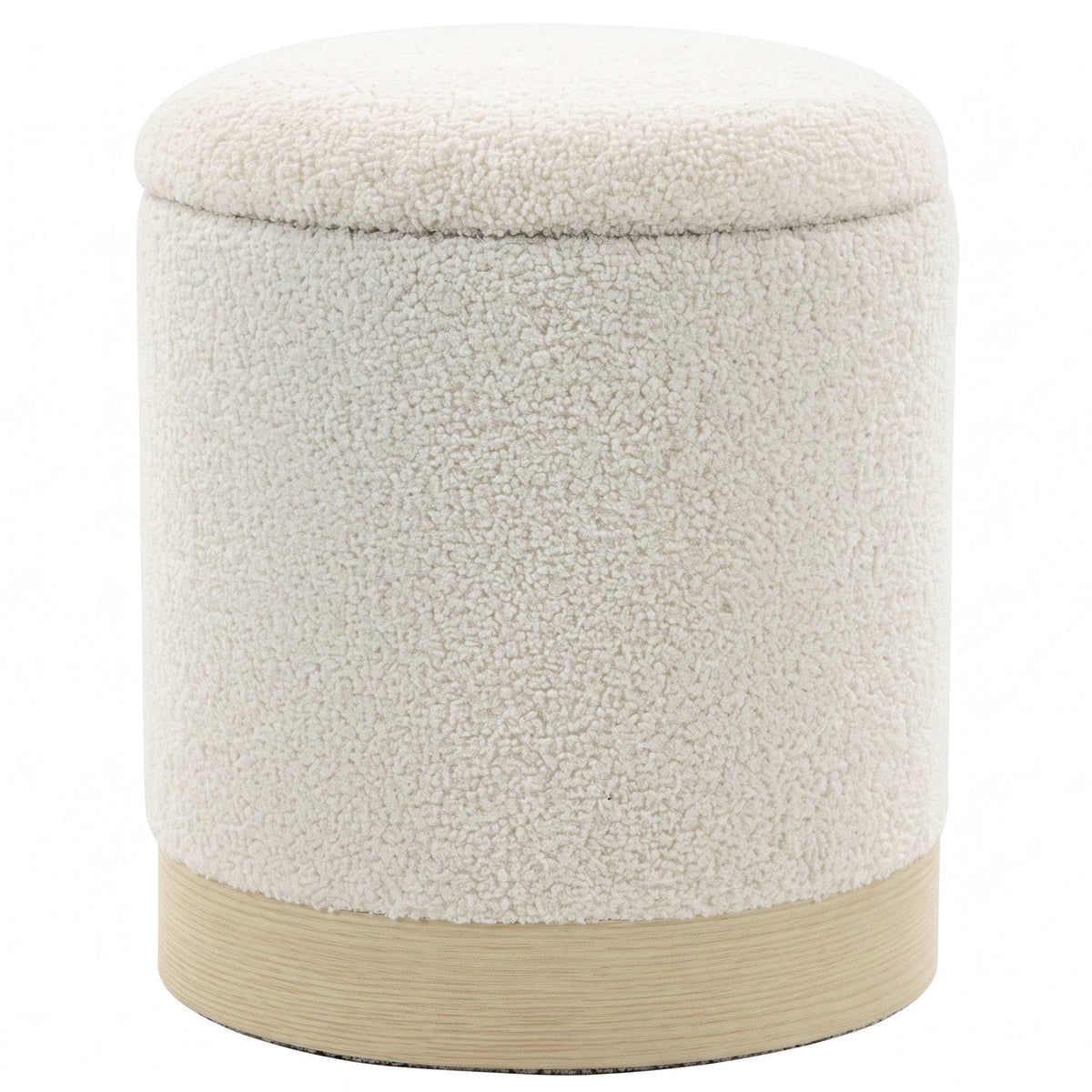 Cream Sherpa Storage Ottoman with Metal Base, 38 cm