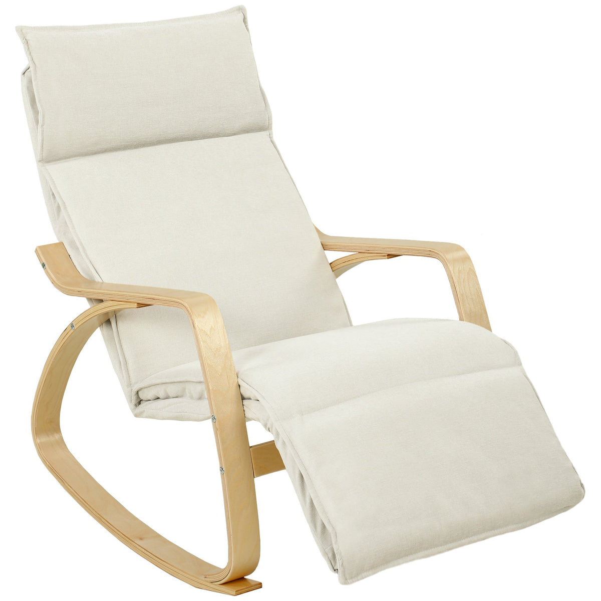 Cream White Rocking Chair with Adjustable Footrest