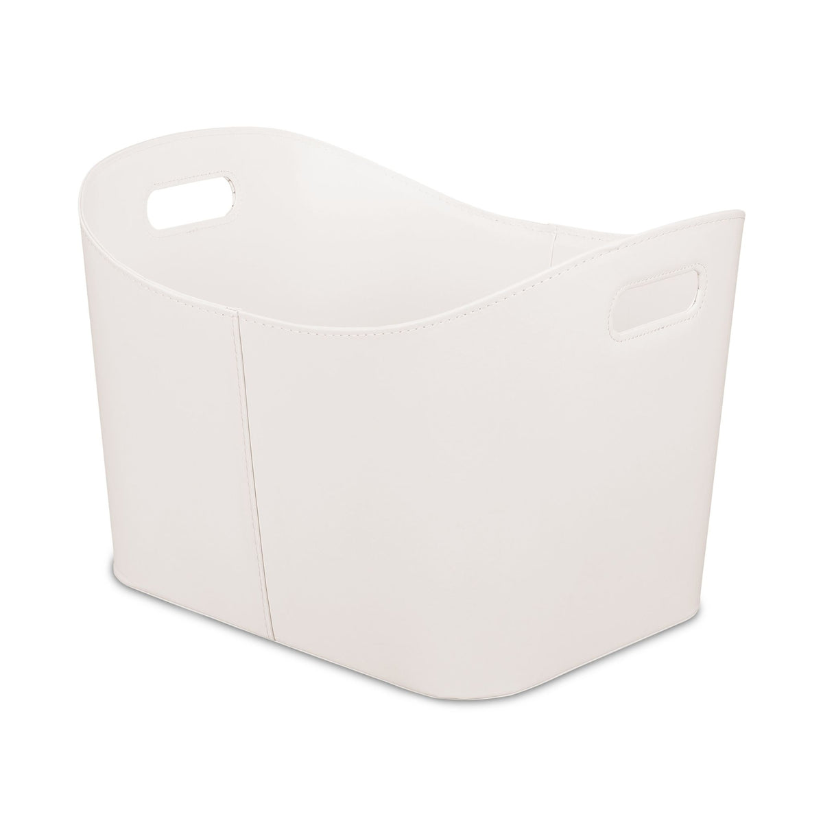 Cream White Wooden basket Artificial leather