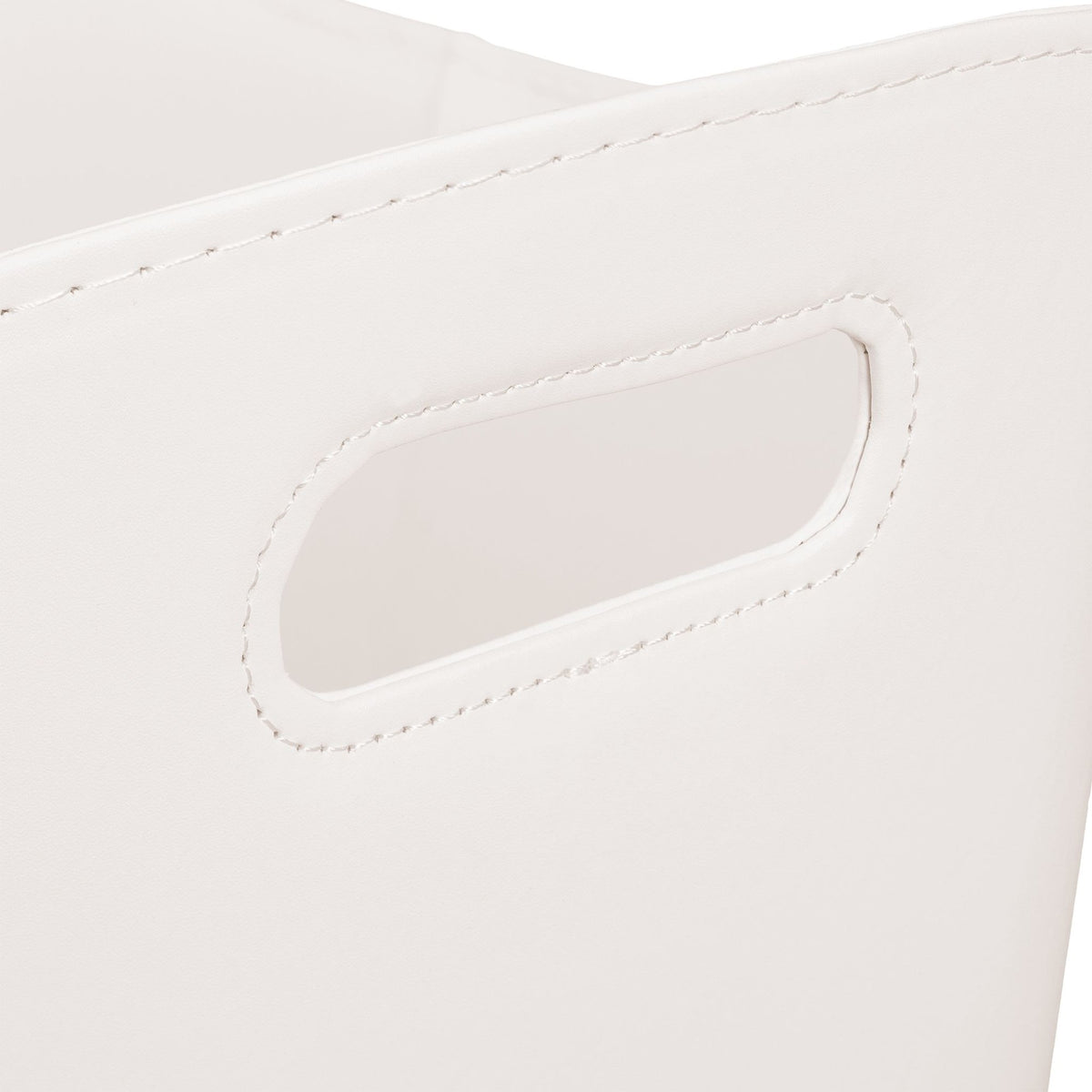 Cream White Wooden basket Artificial leather