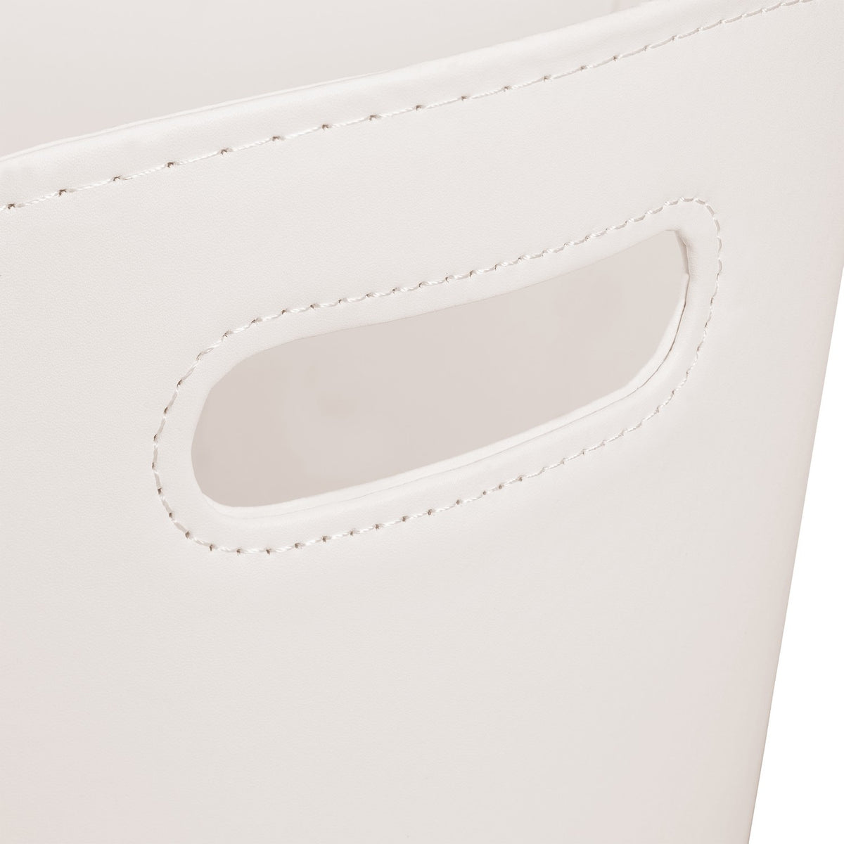 Cream White Wooden basket Artificial leather