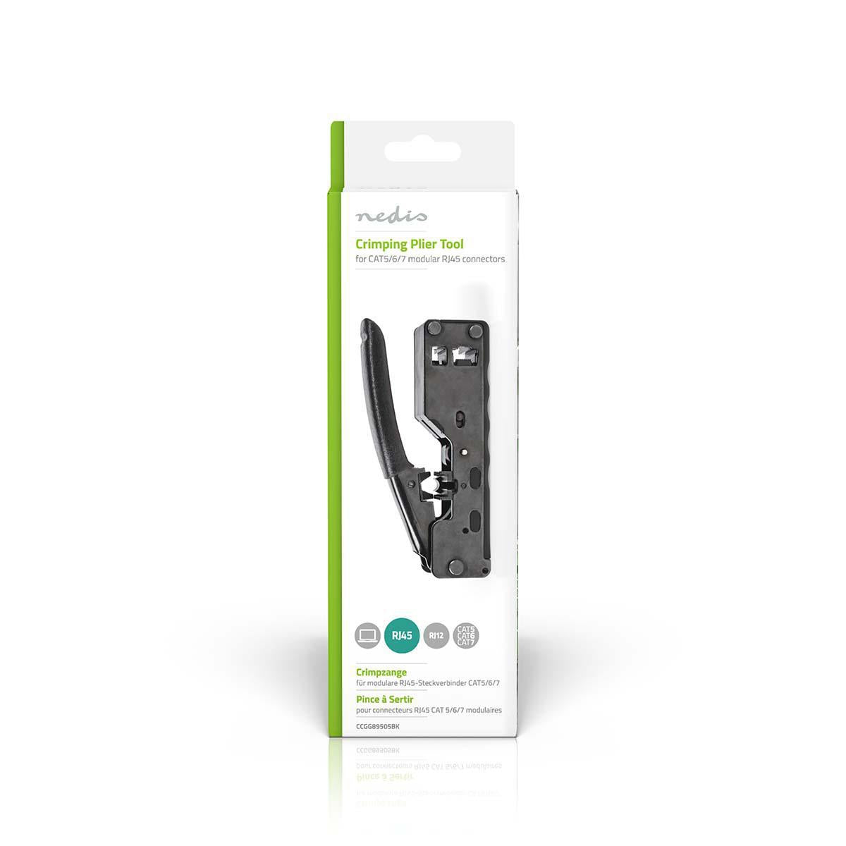 Crimping pliers | CAT5 / CAT5e / CAT6 / CAT6a / CAT7 / RJ12 / RJ45 | Cutting / Pliers | ABS / Steel | Black