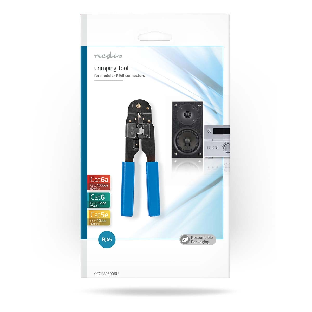 Crimping pliers | CAT5 / CAT5e / CAT6 / CAT6a / RJ45 | Cutting / Stripping / Pliers | ABS / Steel | Blue