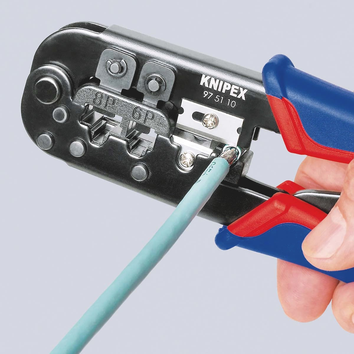 Crimping tool for modular connectors Western plugs RJ11/12 (6-pin) 9.65 mm, RJ45 (8-pin) 11.68 mm