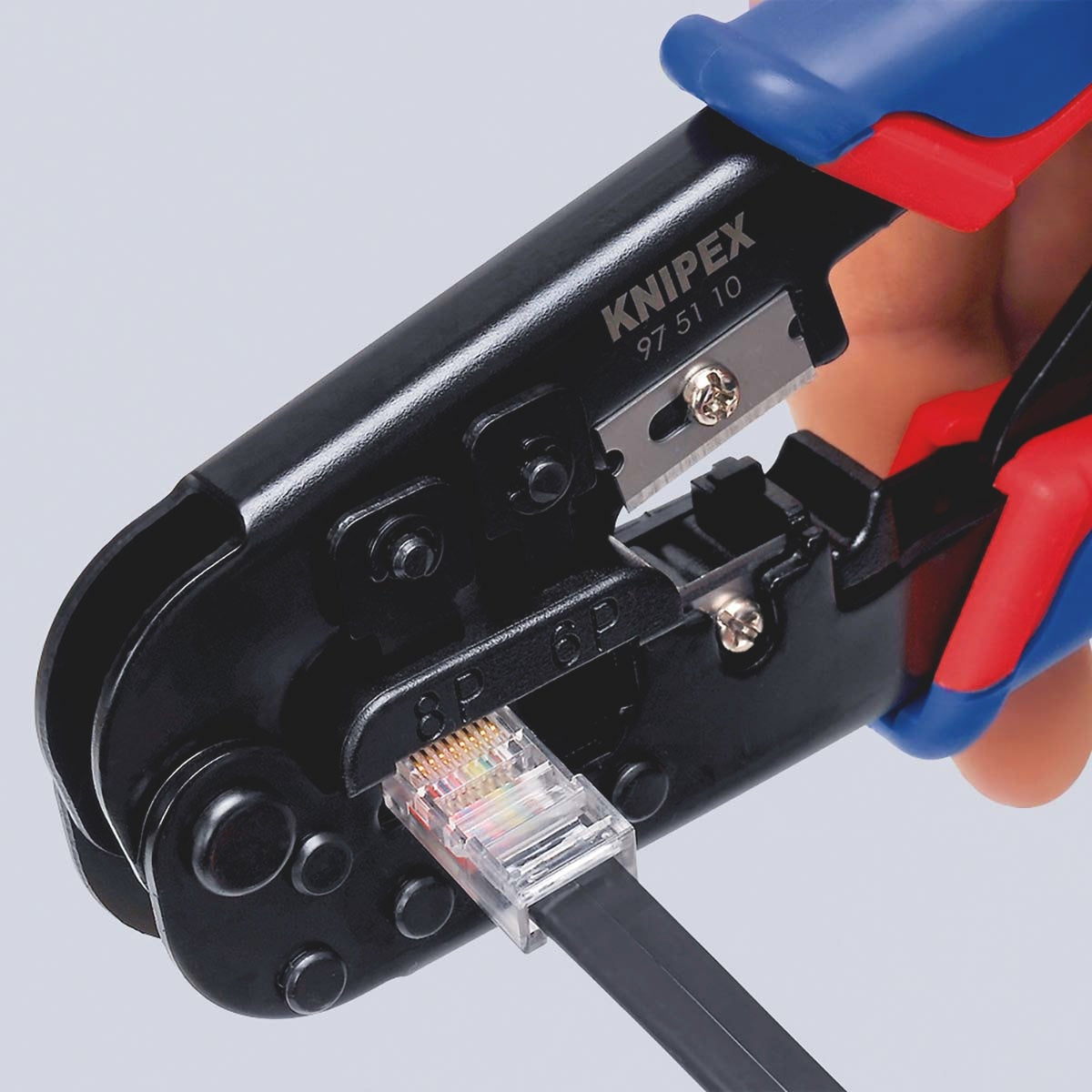 Crimping tool for modular connectors Western plugs RJ11/12 (6-pin) 9.65 mm, RJ45 (8-pin) 11.68 mm