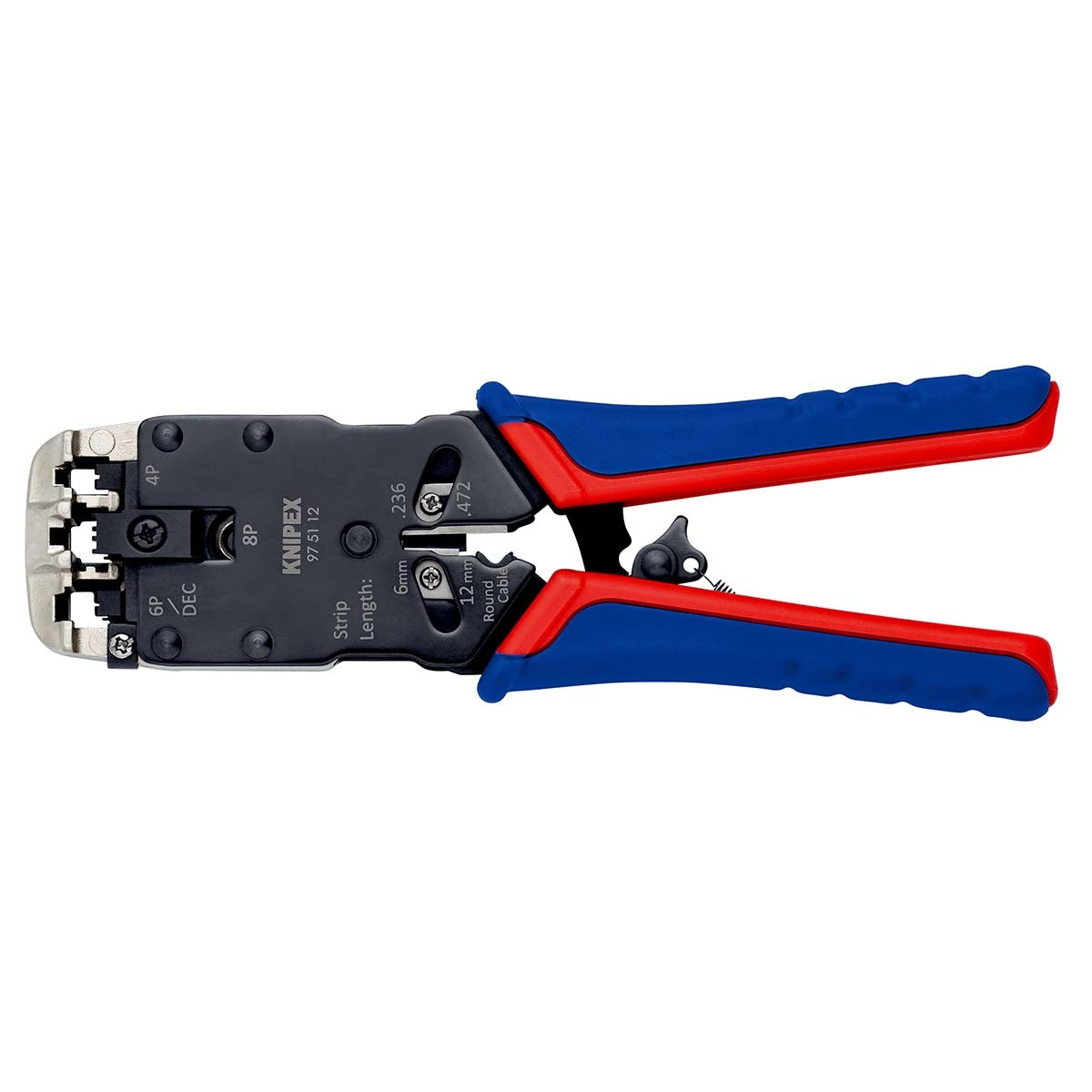 Crimp lever pliers for Western plugs Western connector RJ10 (4-pin) 7.65 mm, RJ11/12 (6-pin) 9.65 mm, RJ45 (8-pin) 11.68 mm