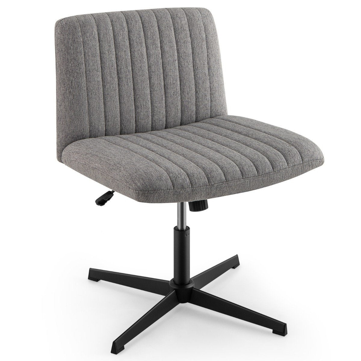 Cross-legged chair without armrests swivel chair with wide seat desk chair gray