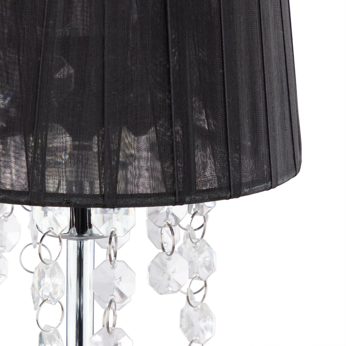 Crystal table lamp with organza shade