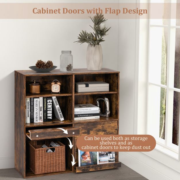 Cube Storage Bookcase 90cm, Adjustable, 2 Pull Out Shelves