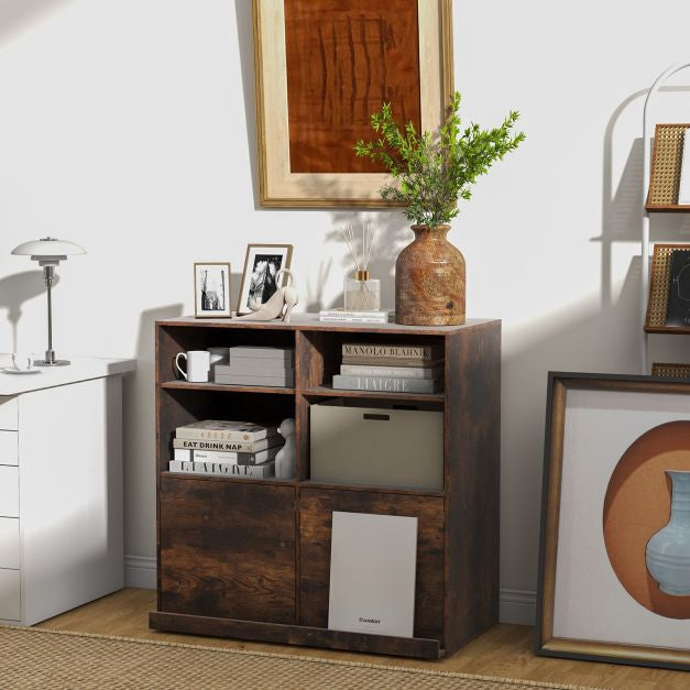 Cube Storage Bookcase 90cm, Adjustable, 2 Pull Out Shelves