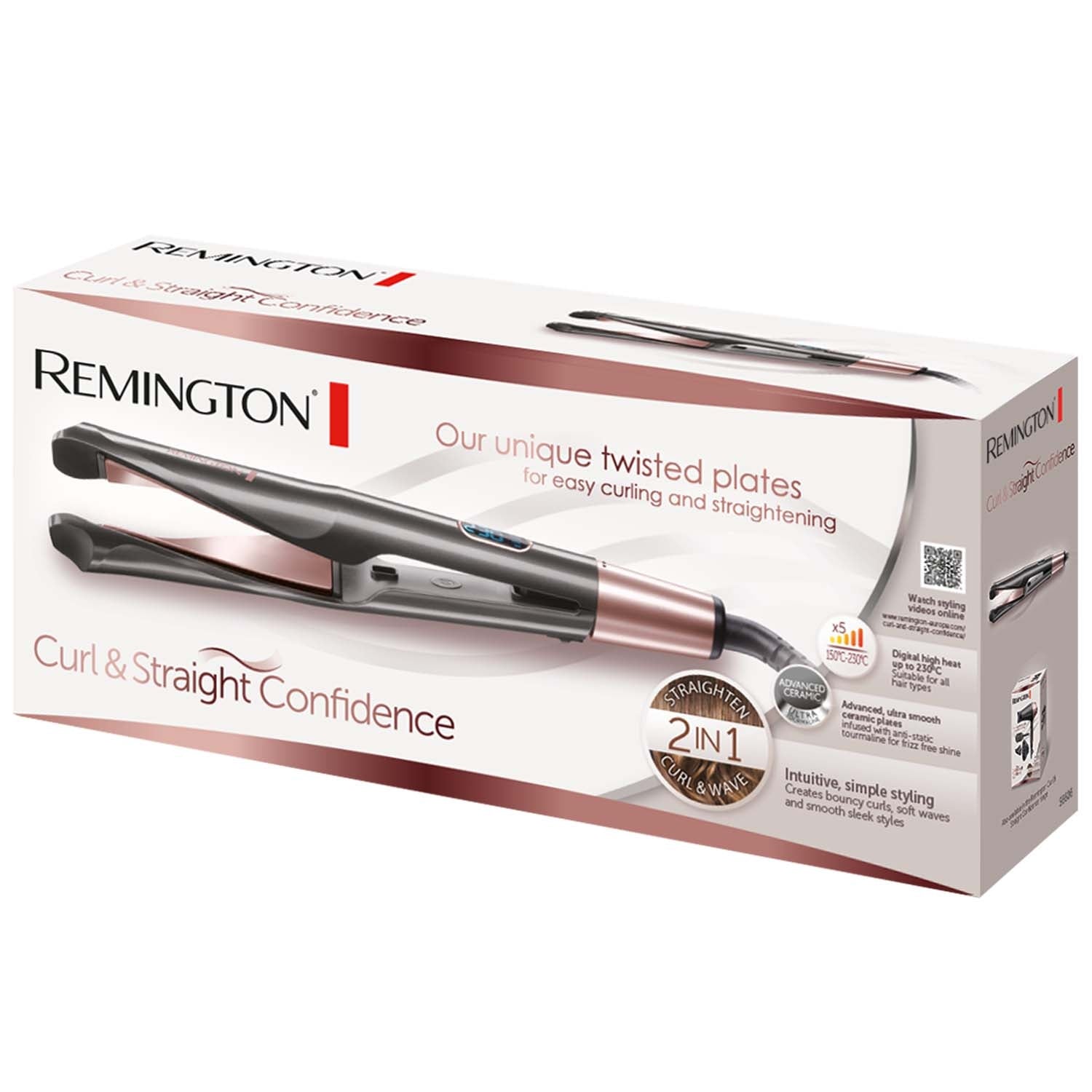 Curl & Straight Hair Styler, Dual Function, Adjustable Heat