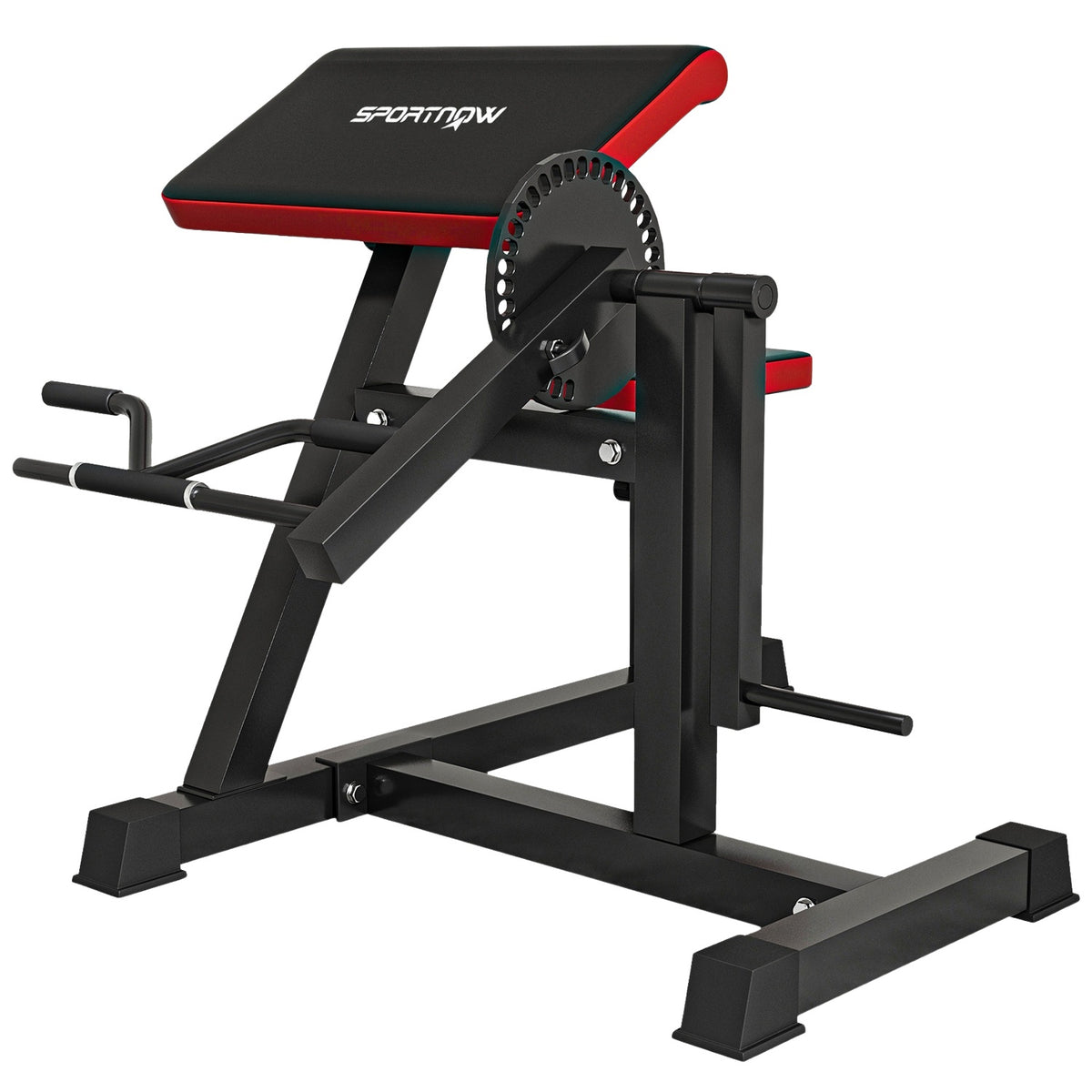 Curl bench & tricep extension, 5 seat adjustments, 25 angles, steel & synthetic leather, black