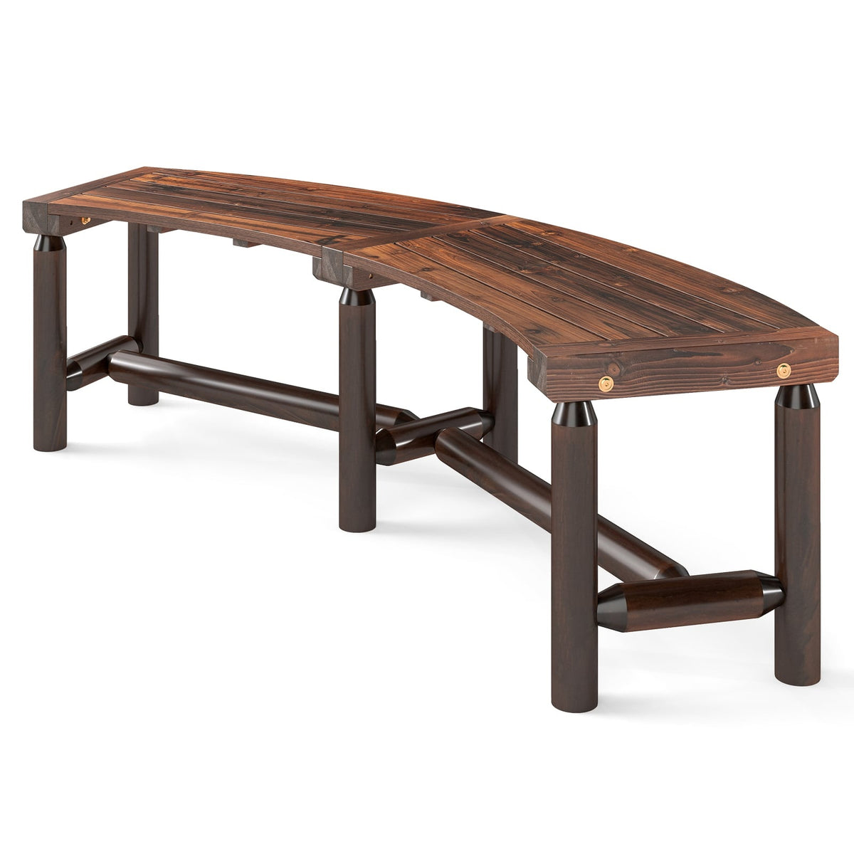 Curved Outdoor Wooden Bench for 2-3 People, 170 cm