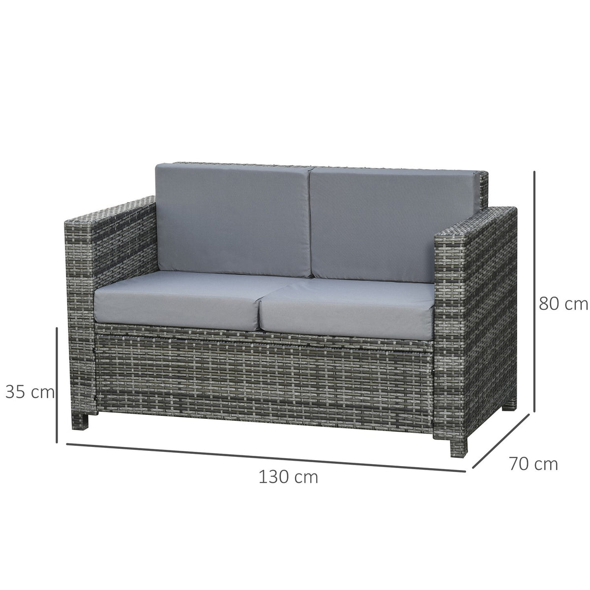 Cushion, Metal & Polyester, 130X70X80Cm, For Terrace & Balcony