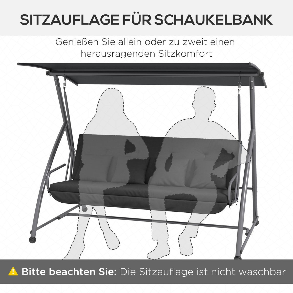 Cushion Set For Porch Swing 170 Cm Chair Cushion Swing Cushion Seat Cushion Garden Swing Garden Cushion Back Cushion Dark Gray
