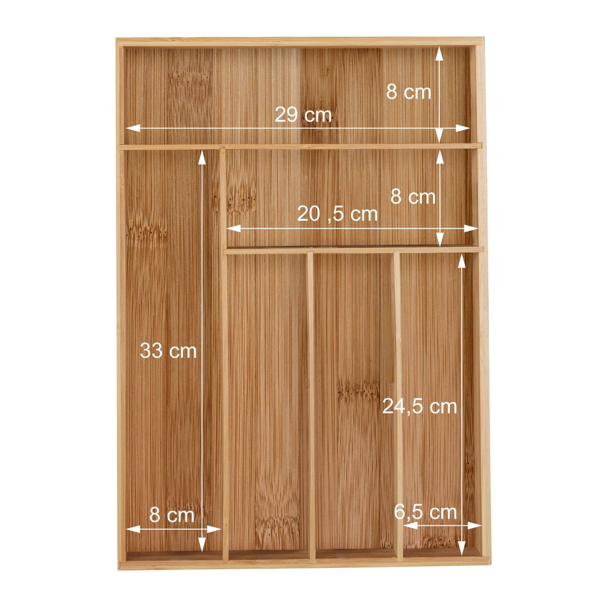 Cutlery box bamboo 6 compartments