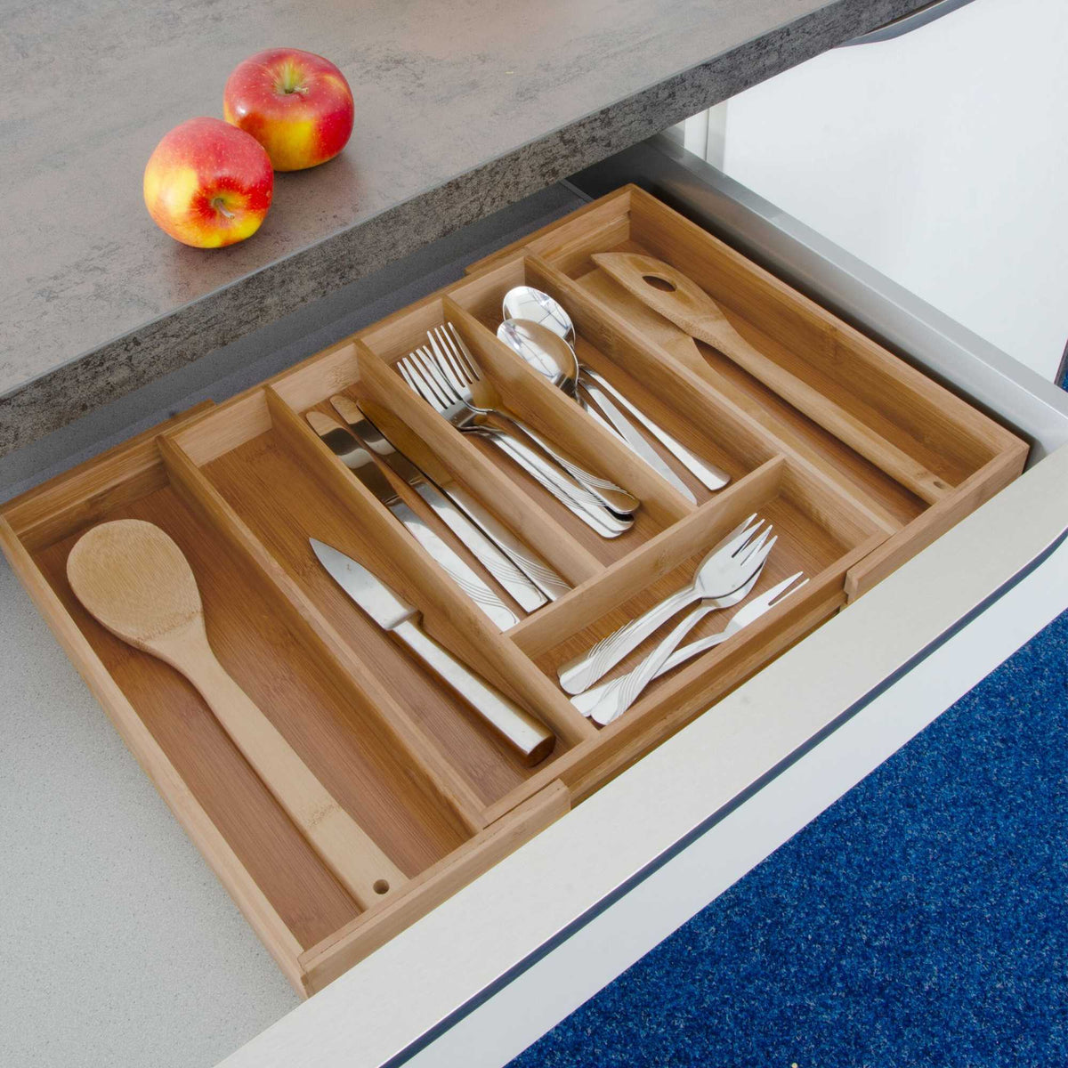 Cutlery box bamboo extendable