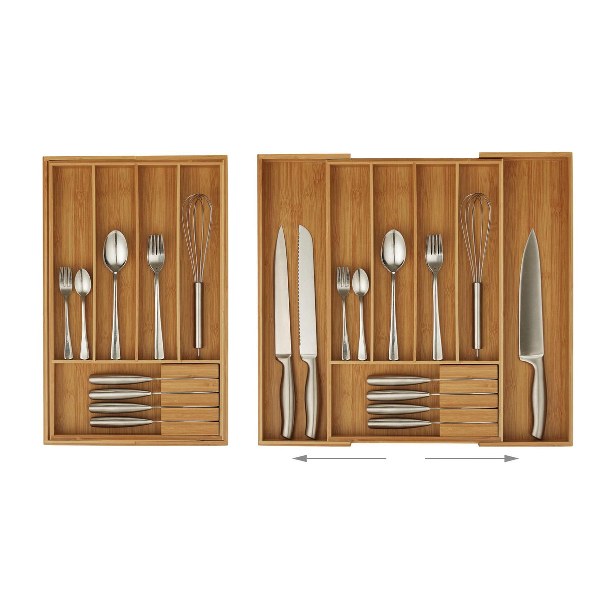 Cutlery box bamboo extendable