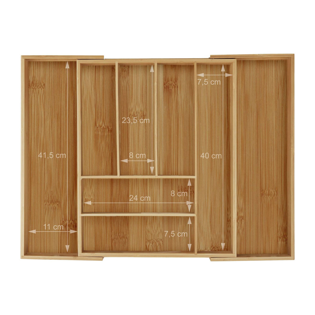 Cutlery box bamboo extendable