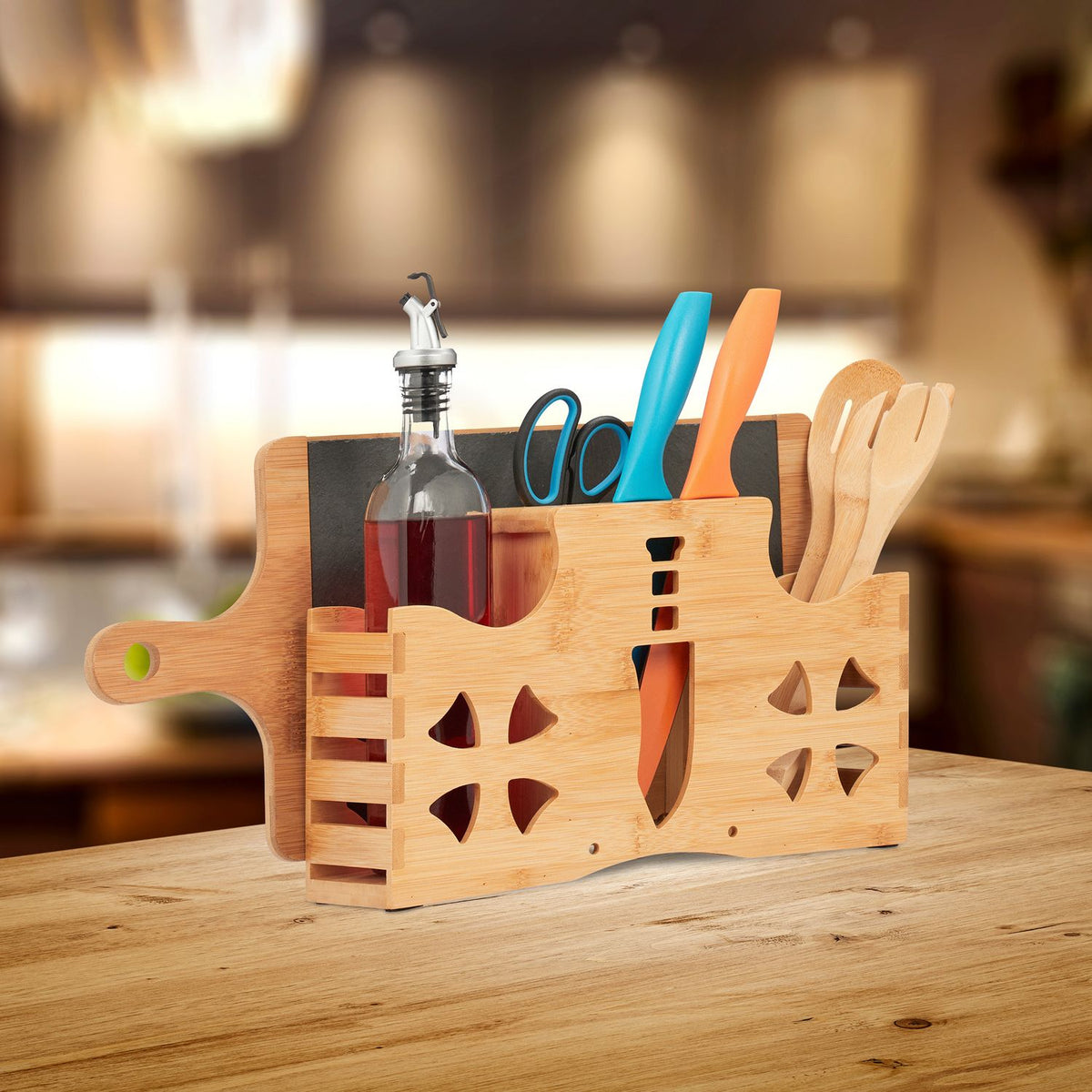 Cutlery holder with board holder