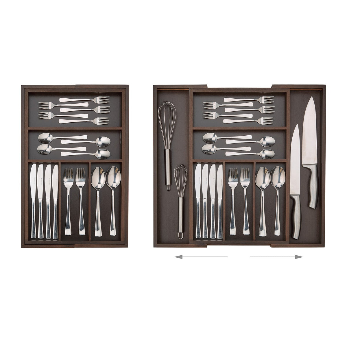 Cutlery tray bamboo dark brown