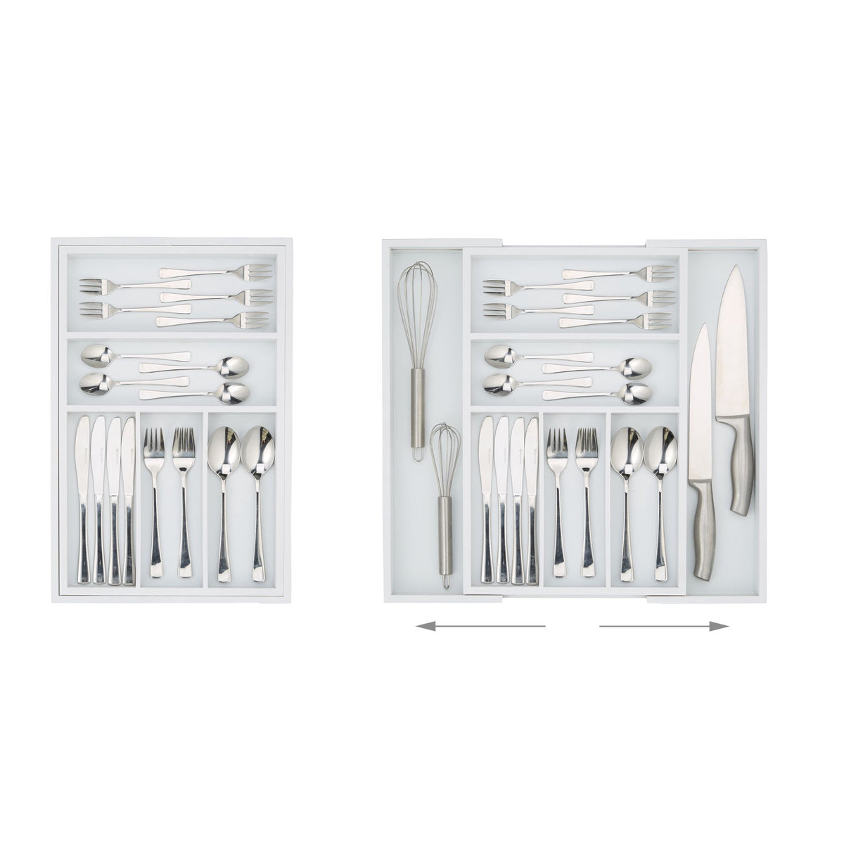 Cutlery tray bamboo white