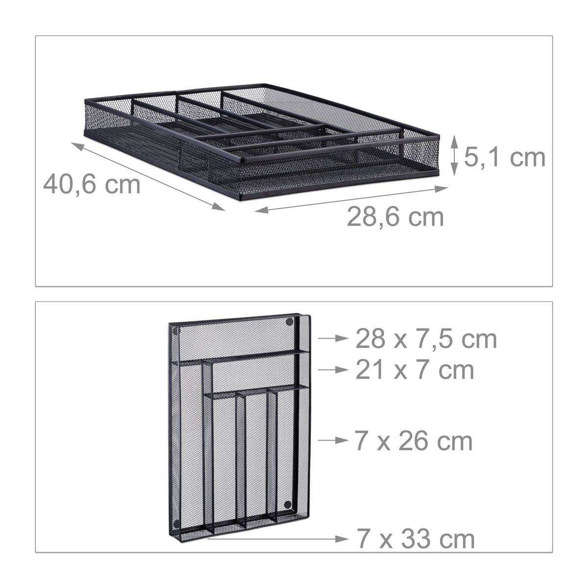 Cutlery tray in metal mesh L