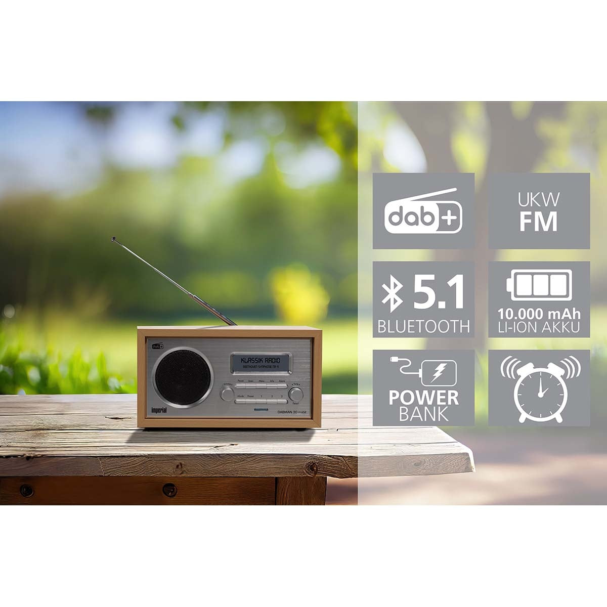 DABMAN 30 Mobile DAB+ / FM radio Wood