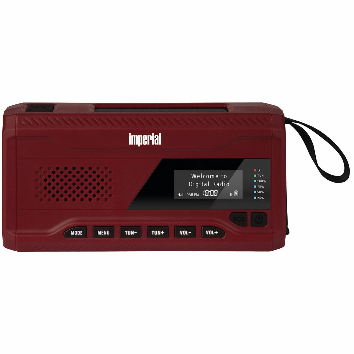 DABMAN OR 2 Mobile DAB+ / FM / Bluetooth Outdoor Radio / Crank Radio Red