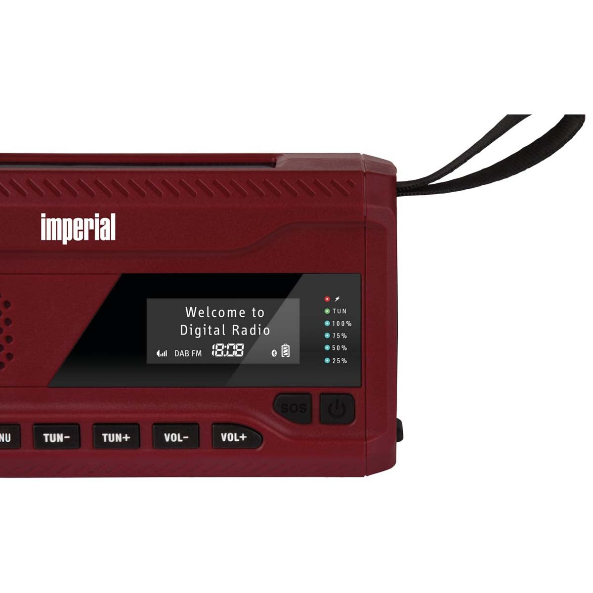 DABMAN OR 2 Mobile DAB+ / FM / Bluetooth Outdoor Radio / Crank Radio Red