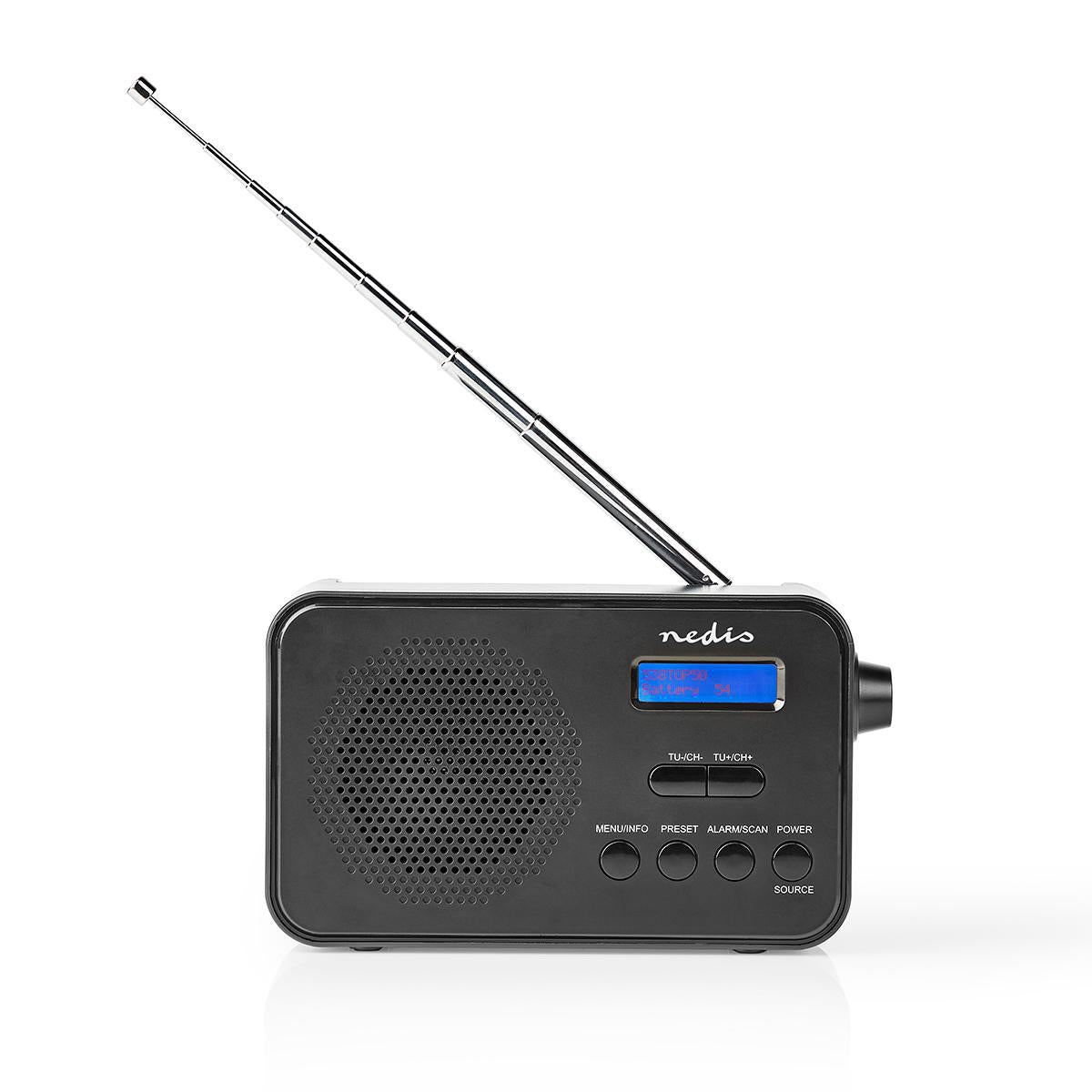 DAB+ Radio | Portable design | DAB+ / FM | 1.3 " | Black Blue Screen | Battery Powered / USB Power | Digital | 3.6 W | Bluetooth® | Headphone Jack | Alarm Clock | Sleep Timer | Black