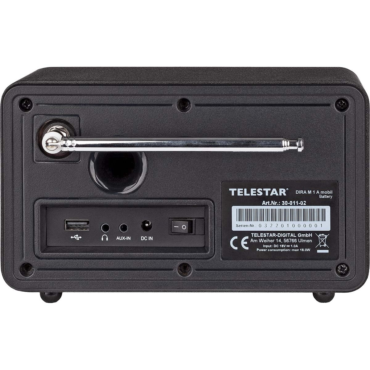 DIRA M 1 A Mobile EWF Battery-operated Mono Multifunction Radio DAB+ / FM / Internet / Bluetooth Black