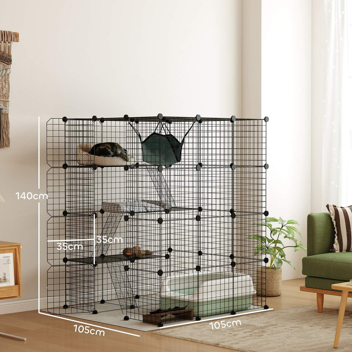 DIY Cat Cage with Activity Center, 4 Levels, 5 Doors