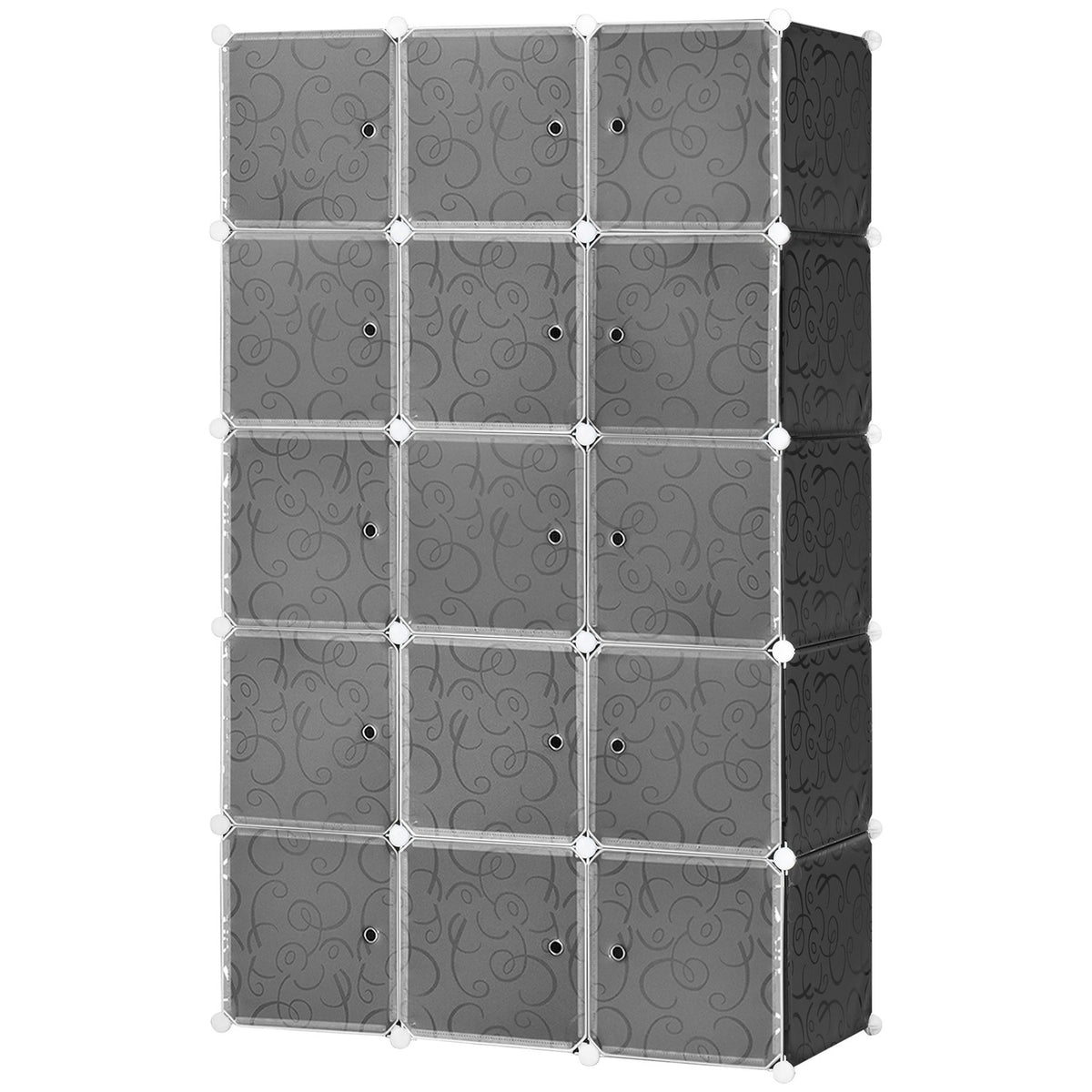 DIY Wardrobe Shelving System with 2 Large and 9 Small Cubes DIY Cube Shelf, Shoe Rack, Storage Rack for Books Toys Black 111 x 47 x 183 cm