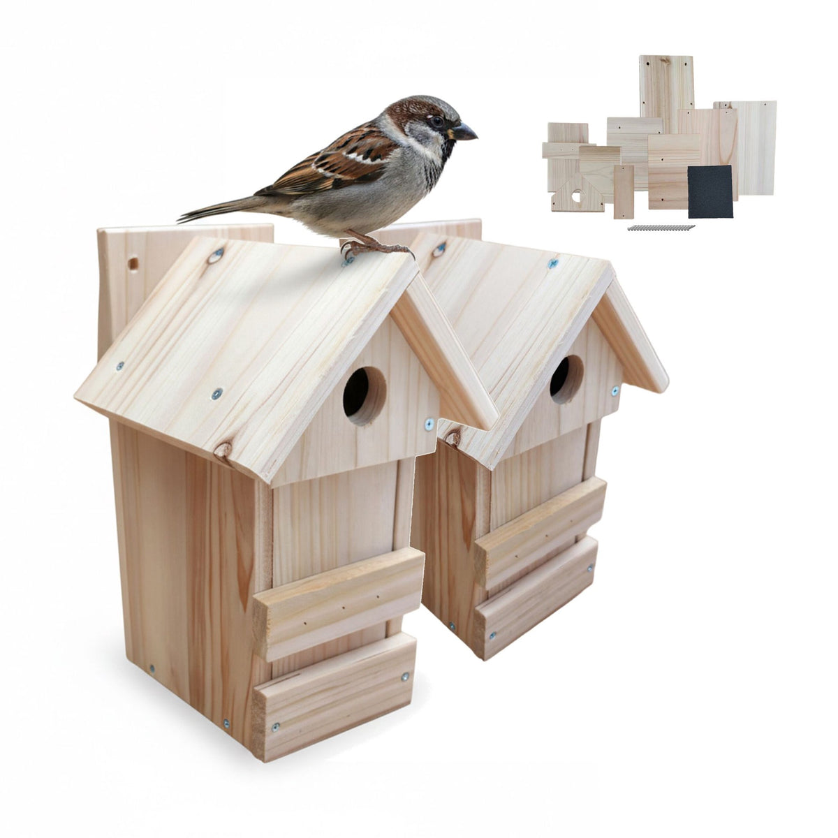 DIY Wooden Nesting Boxes for Birds, Set of 2