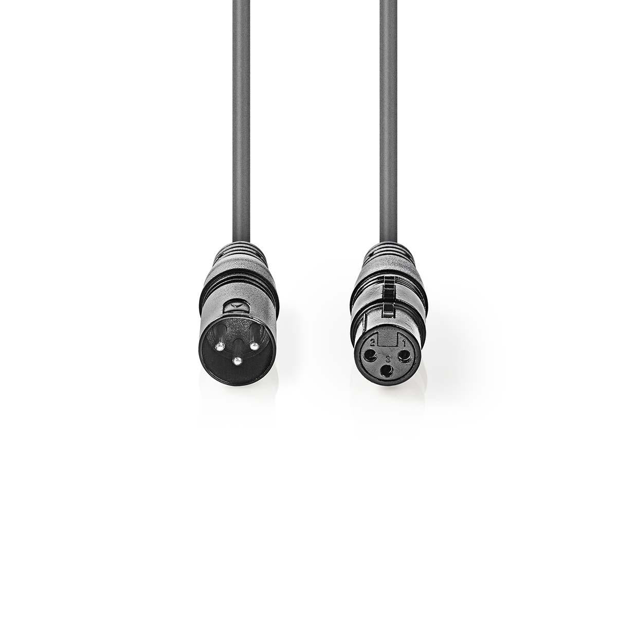 DMX adapter cable | XLR 3-pin male | XLR 3-pin female | Nickel Plated | 20.0 m | Round | PVC | Dark gray | Gift box