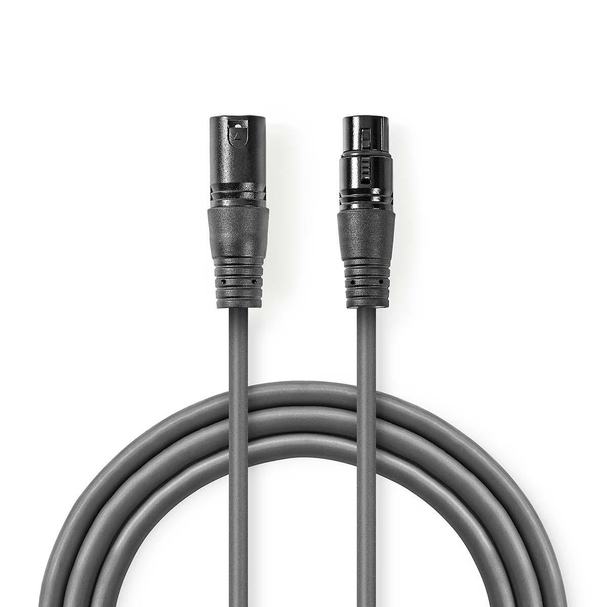 DMX adapter cable | XLR 3-pin male | XLR 3-pin female | Nickel Plated | 20.0 m | Round | PVC | Dark gray | Gift box