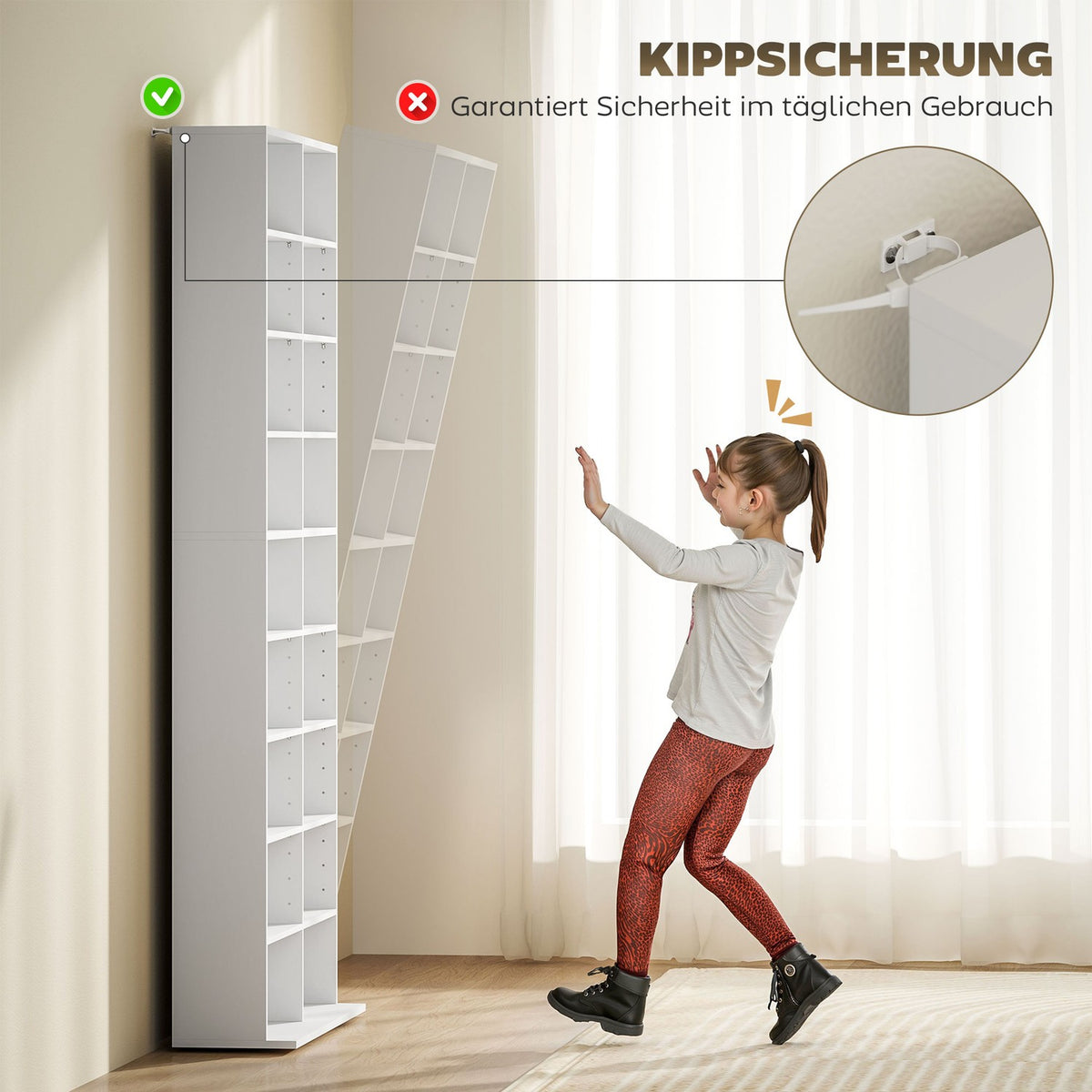 DVD shelf, CD storage rack, 14 adjustable shelves, 18 compartments, 175 cm, Blu-ray shelf, chipboard, white