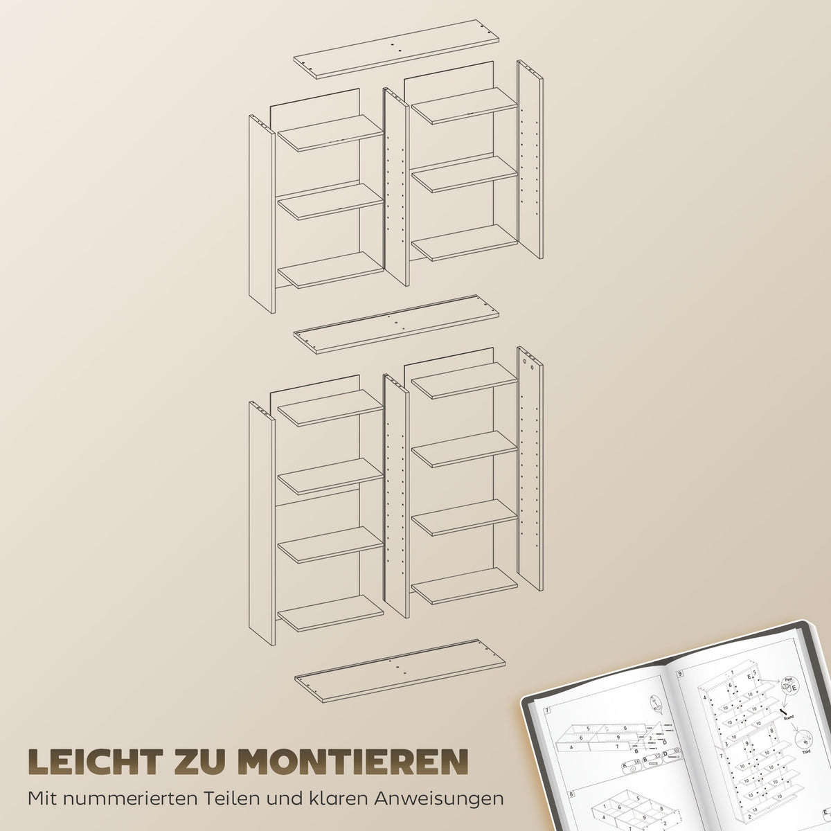 DVD shelf, CD storage rack, 14 adjustable shelves, 18 compartments, 175 cm, Blu-ray shelf, chipboard, white
