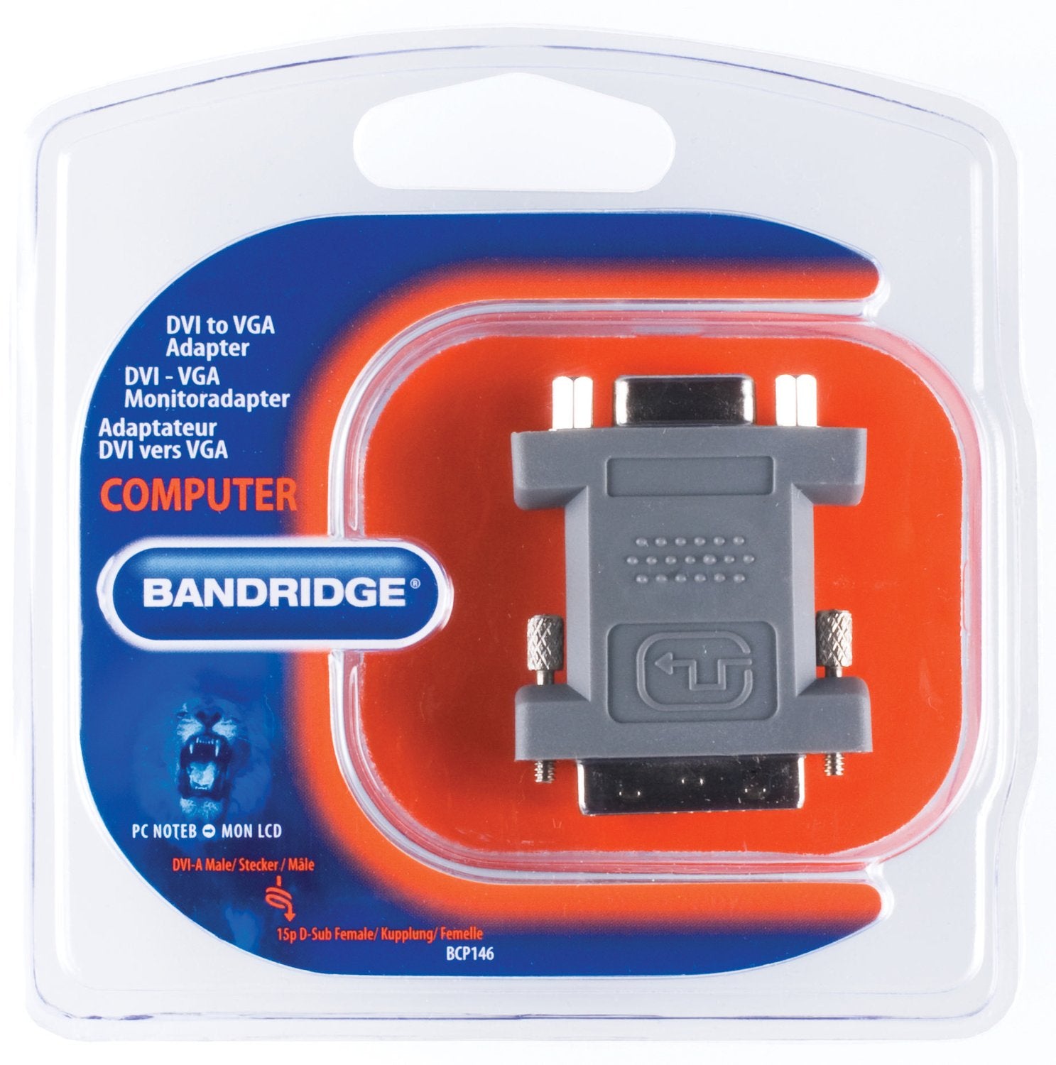 DVI-Adapter DVI-A 12+5p male - VGA Female Grey