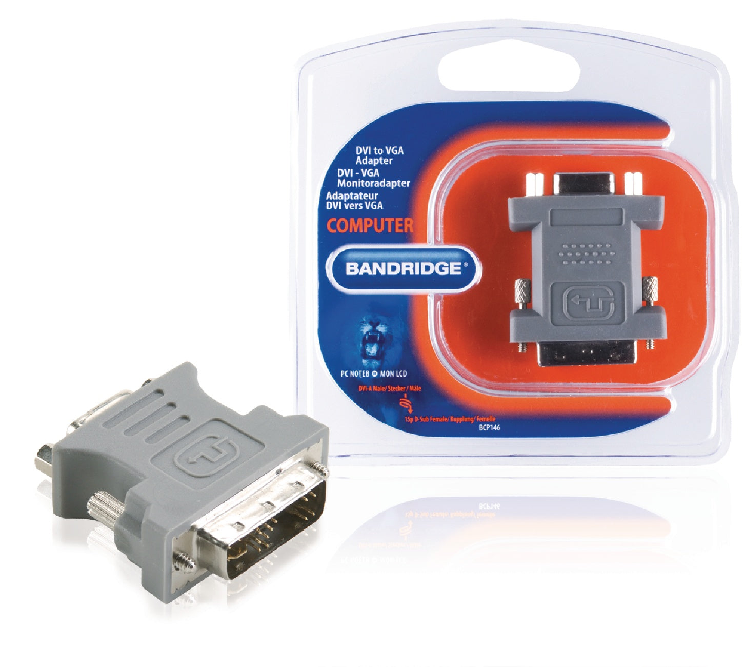 DVI-Adapter DVI-A 12+5p male - VGA Female Grey