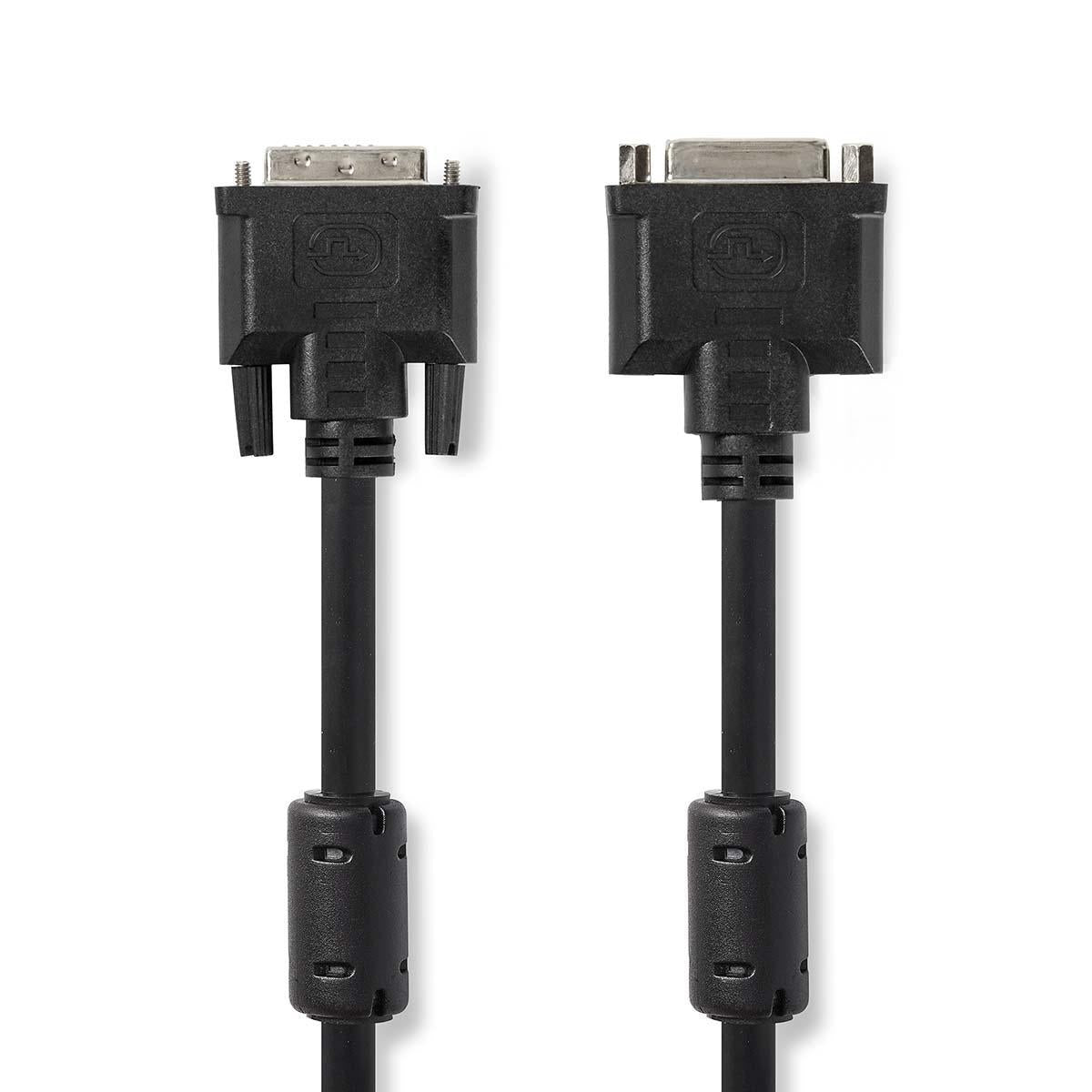DVI cable | DVI-I 24+5-Pin Male | DVI-I 24+5-Pin Female | 2560x1600 | Nickel Plated | 2.00 m | Straight | PVC | Black | Plastic bag