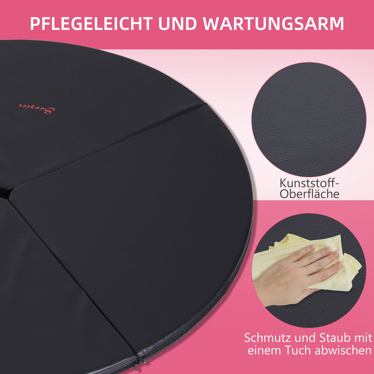 Dance pole mat, Ø 150cm pole dance protective mat, 5 cm thick pole dance mat, foldable safety mat, portable fitness mat, shock-absorbing safety mat, gymnastics, yoga, black