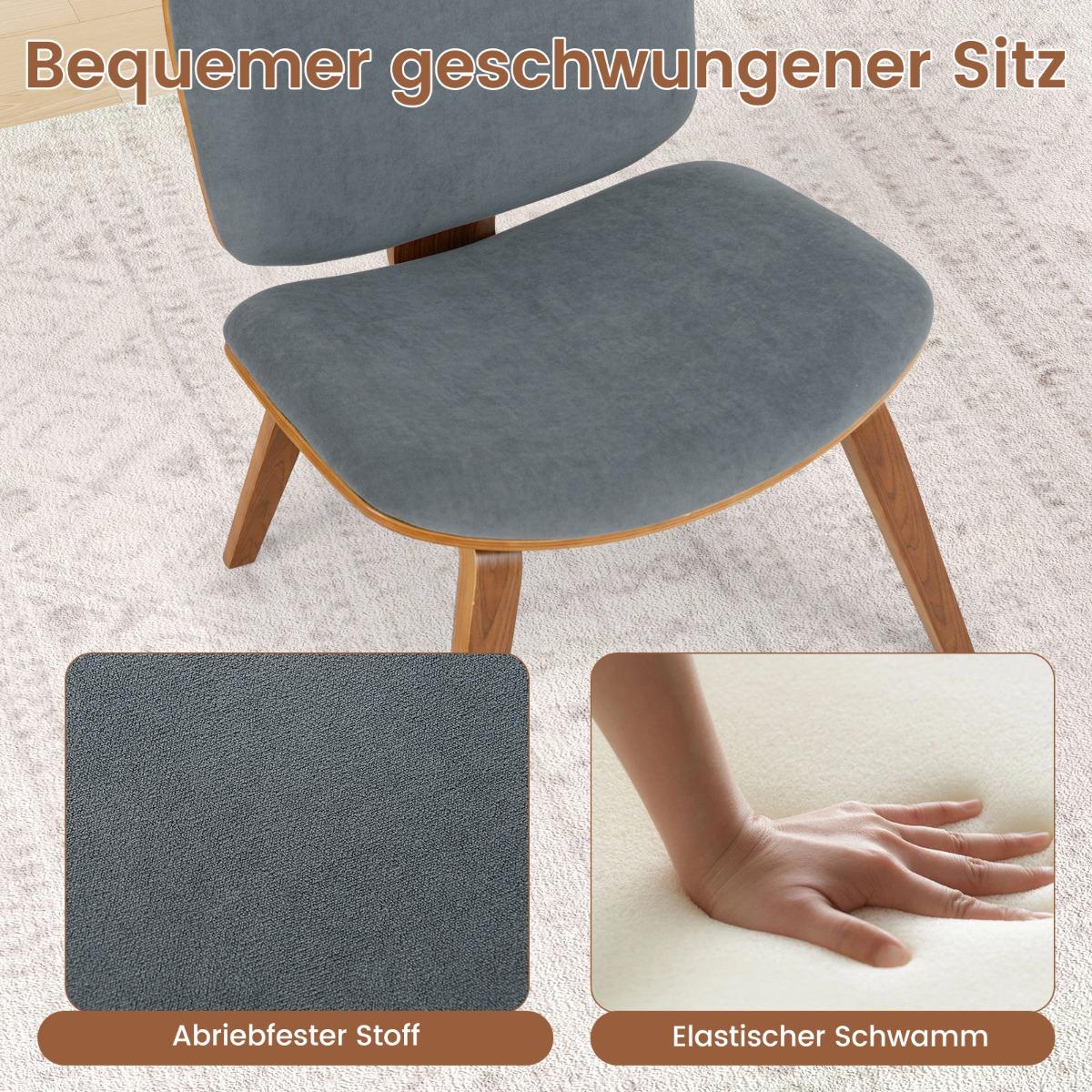 Dark Gray Accent Chair with Curved Back and Padded Seat