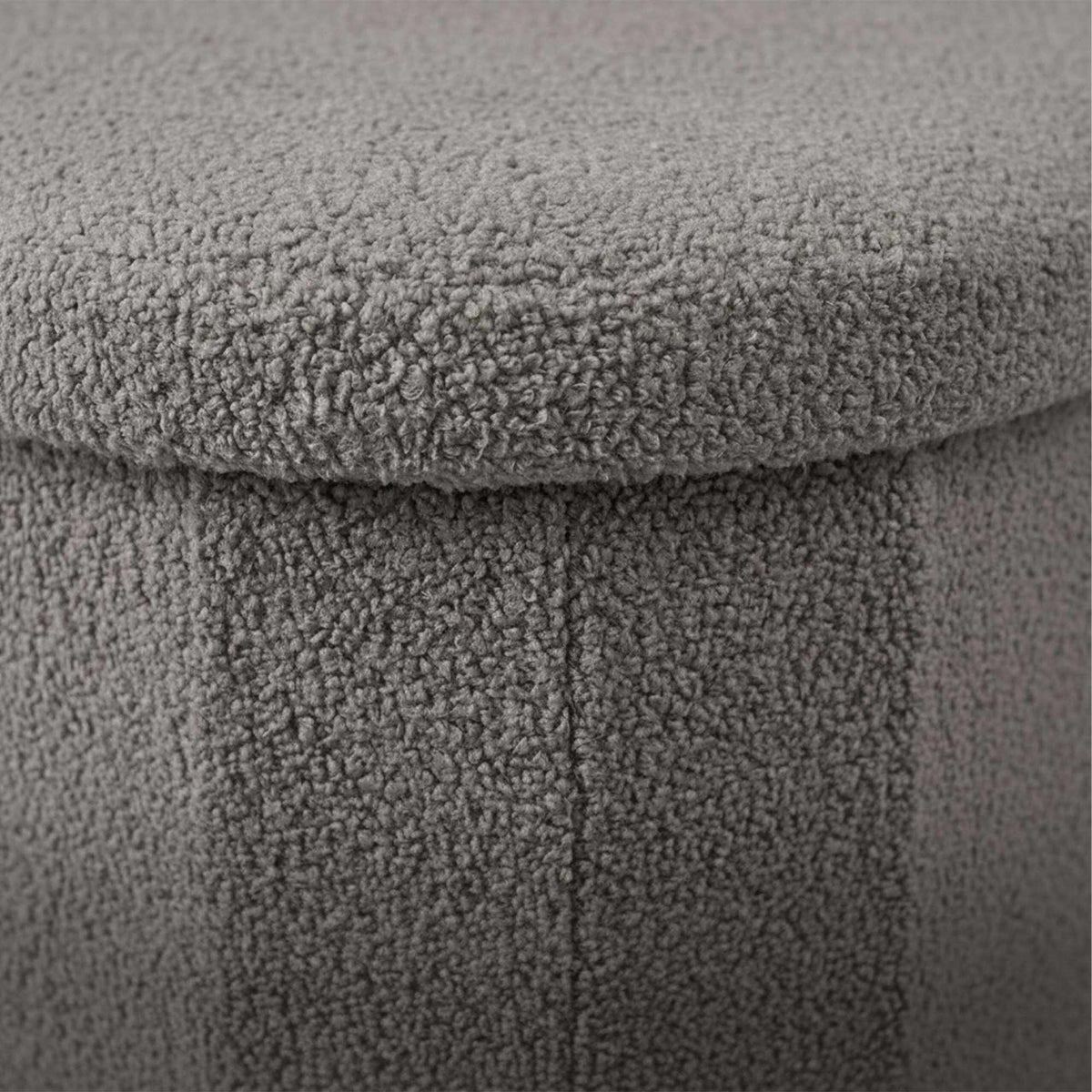 Dark Gray Teddy Fabric Storage Bench, Oval Shape
