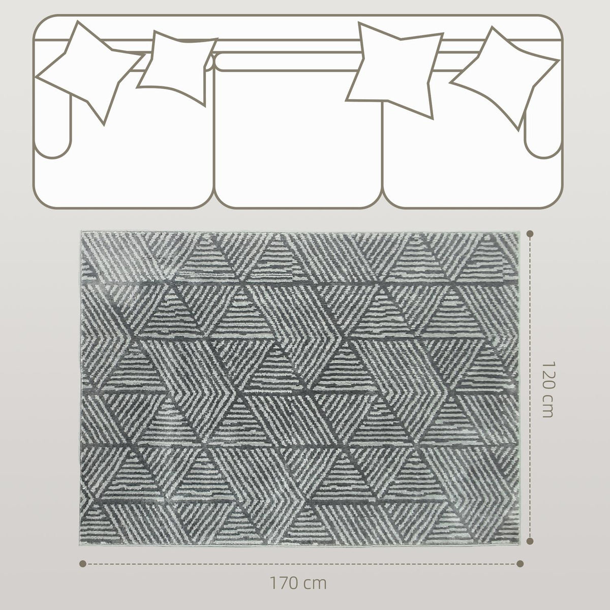 Dark Grey Washable Living Room Rug, 150 x 80 cm
