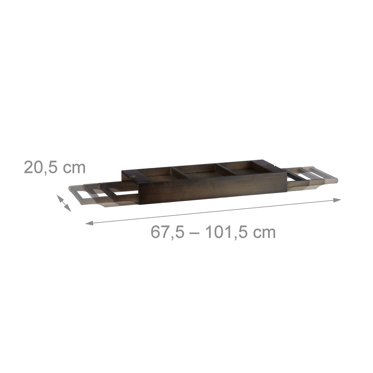 Dark brown bathtub shelf extendable